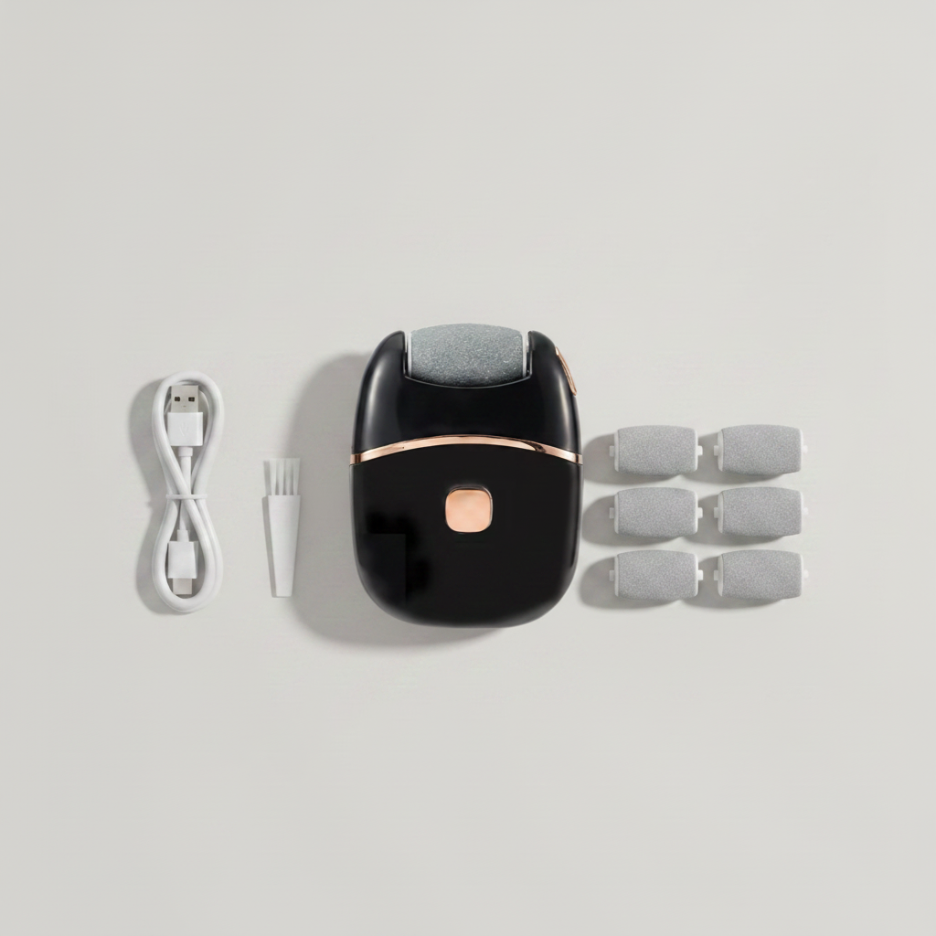 Black Electric Foot Grinder – Top Down Flat Lay