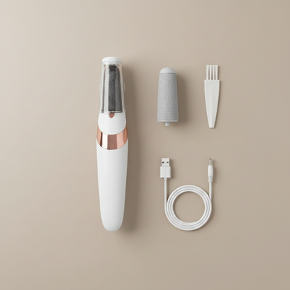White Electric Foot Grinder – Accessories Flat Lay